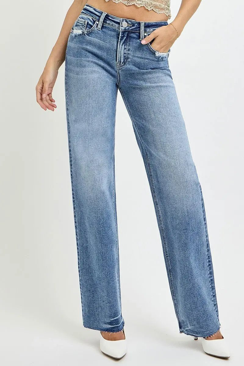RISEN Full Size High Rise Straight Leg Jeans with Pockets - Love Salve